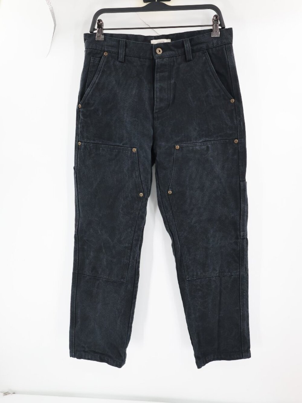 P & Co Jeans Mens 30 L28 Canvas Double Knee Carpenter Straight Fit Cotton Black